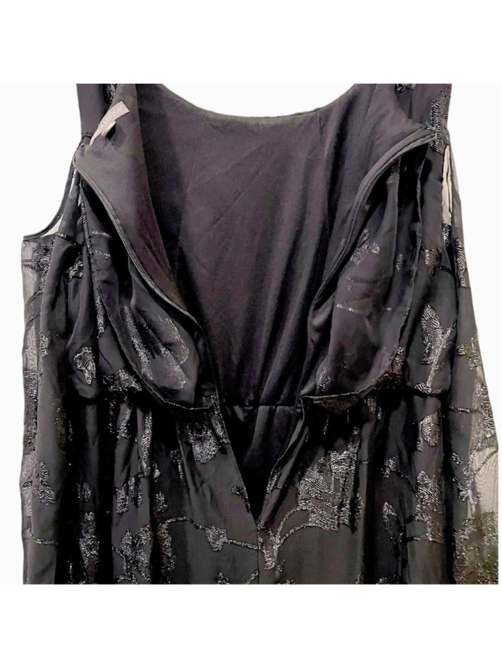 Jessica London Womens Size 14W Maxi Dress Floral Burnout Cold Shoulder Black - Picture 10 of 16
